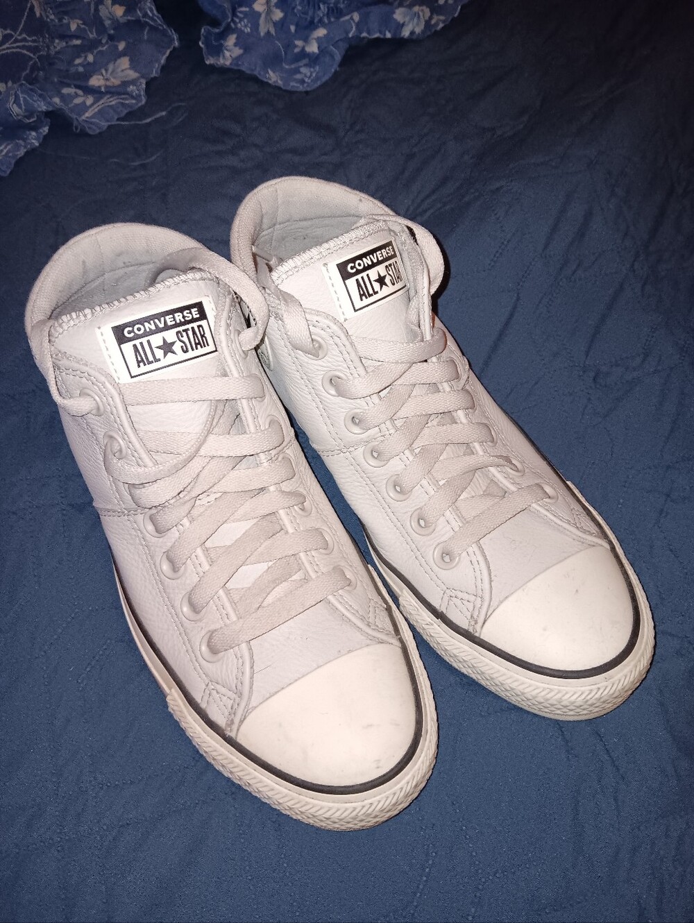 Converse Light Grey Leather-like Sneakers- Women's Size 8